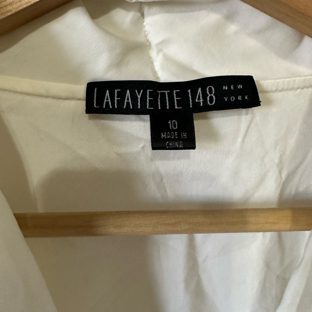 Lafayette 148 Tie front cream blouse - Size 10 - Picture 2 of 10